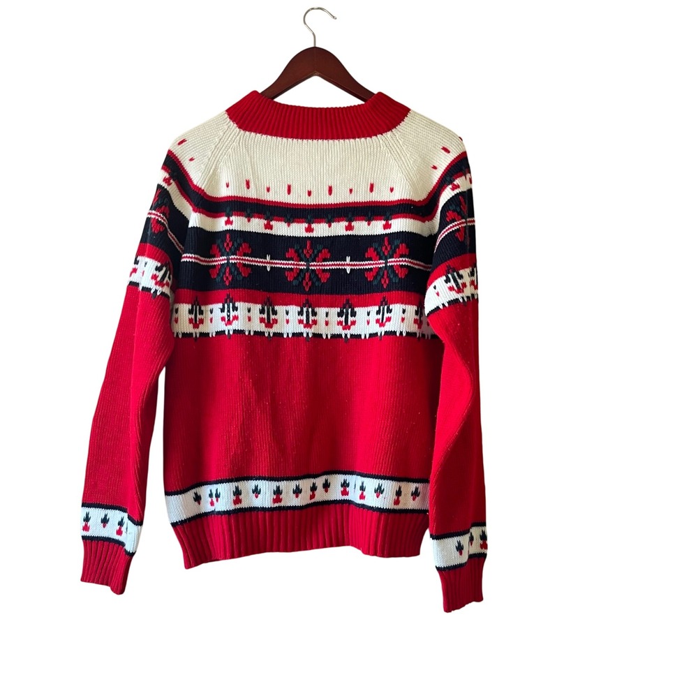 Vintage 70s/80s Red Snowflake Nordic Fair Isle Christmas Sweater Women's‎ Size L
